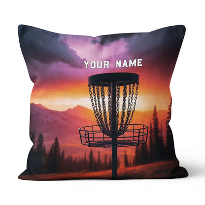 Sunset Disc Golf Basket Custom Name Pillow Personalized Disc Golf Gifts LDT1167