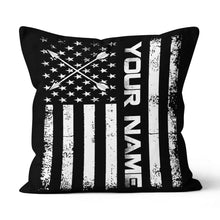 Load image into Gallery viewer, Custom Black White Vintage US Flag Archey Pillow, Patriotic Throw Pillow TDM0776