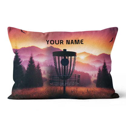 Sunset Disc Golf Basket Custom Name Pillow Personalized Disc Golf Gifts LDT1168