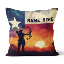 Load image into Gallery viewer, Personalized Texas Flag Archery Pillow, Patriotic Pillow Gift For Archer TDM0864