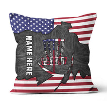 Load image into Gallery viewer, American Flag Disc Golf Basket Custom Pillow Personalized Disc Golf Gift LDT1178