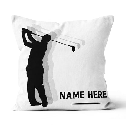 Silhouette Swing Golfer Custom Throw Pillow Personalized Golfing Gifts LDT1211