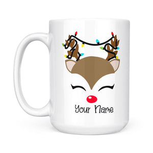 Funny cute personalized christmas mug, secret santa gift, reindeer mug, personalized hot chocolate mugs NQSD22
