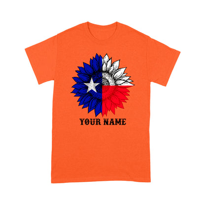 Texas flag sunflower customized name patriot Texas state flag D03 NQS2495 - T-shirt