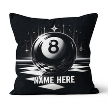 Load image into Gallery viewer, Billiard 8 Ball Pool Custom Name Black Pillow Best Billiard Pillow Gifts TDM0873
