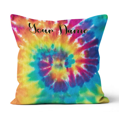 Personalized colorful tie dye background custom name Canvas, Linen Throw Pillow NQS7021
