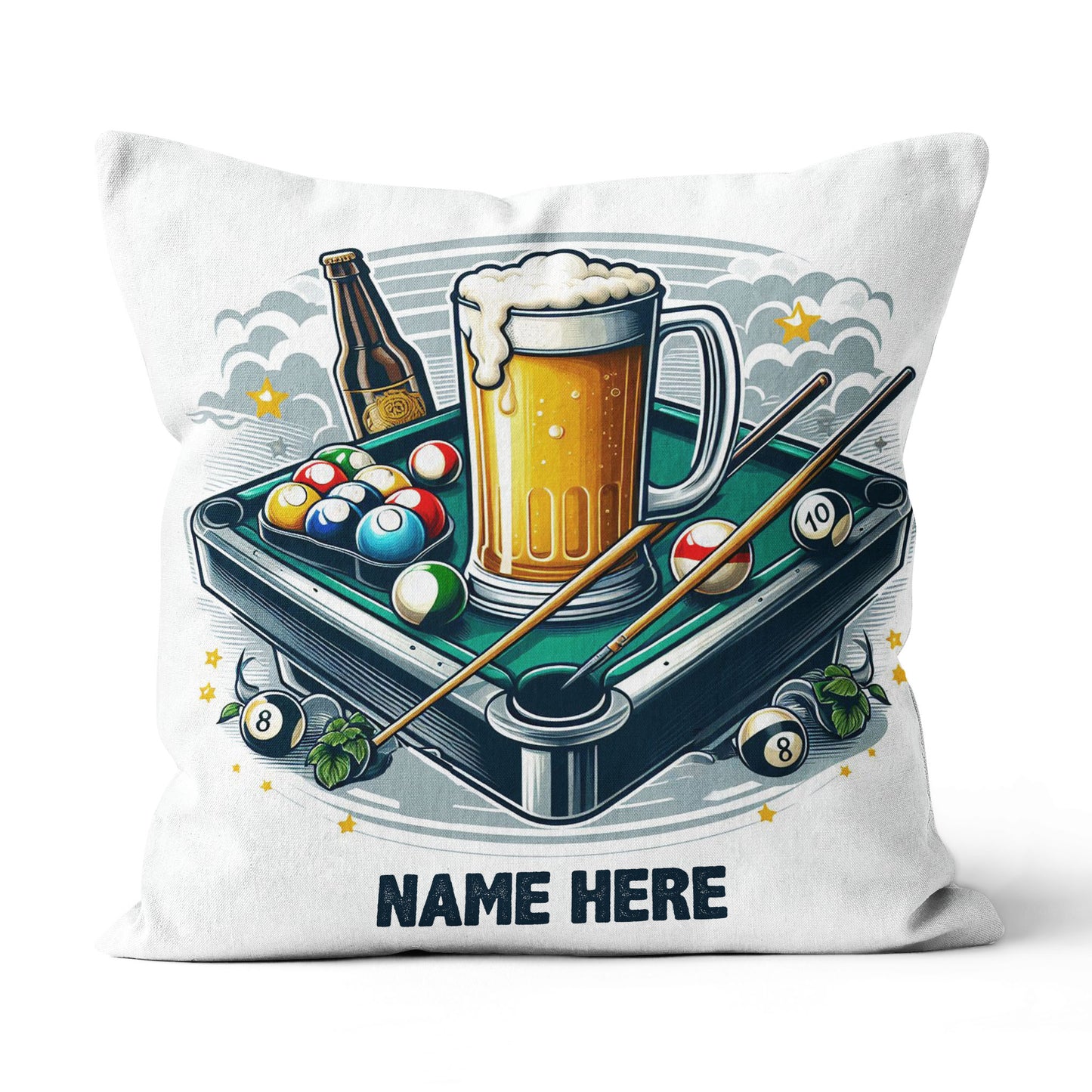 Funny Billiard Balls And Beer Custom White Pillow, Billiard Pillow Gifts TDM0839
