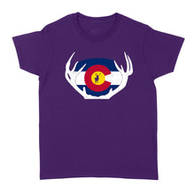 Load image into Gallery viewer, Colorado Flag Elk hunting women&#39;s T-shirt - FSD1250D03