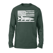 Load image into Gallery viewer, Musky Fisherman American Flag Fishing Long sleeve Shirt - FSD1412D02