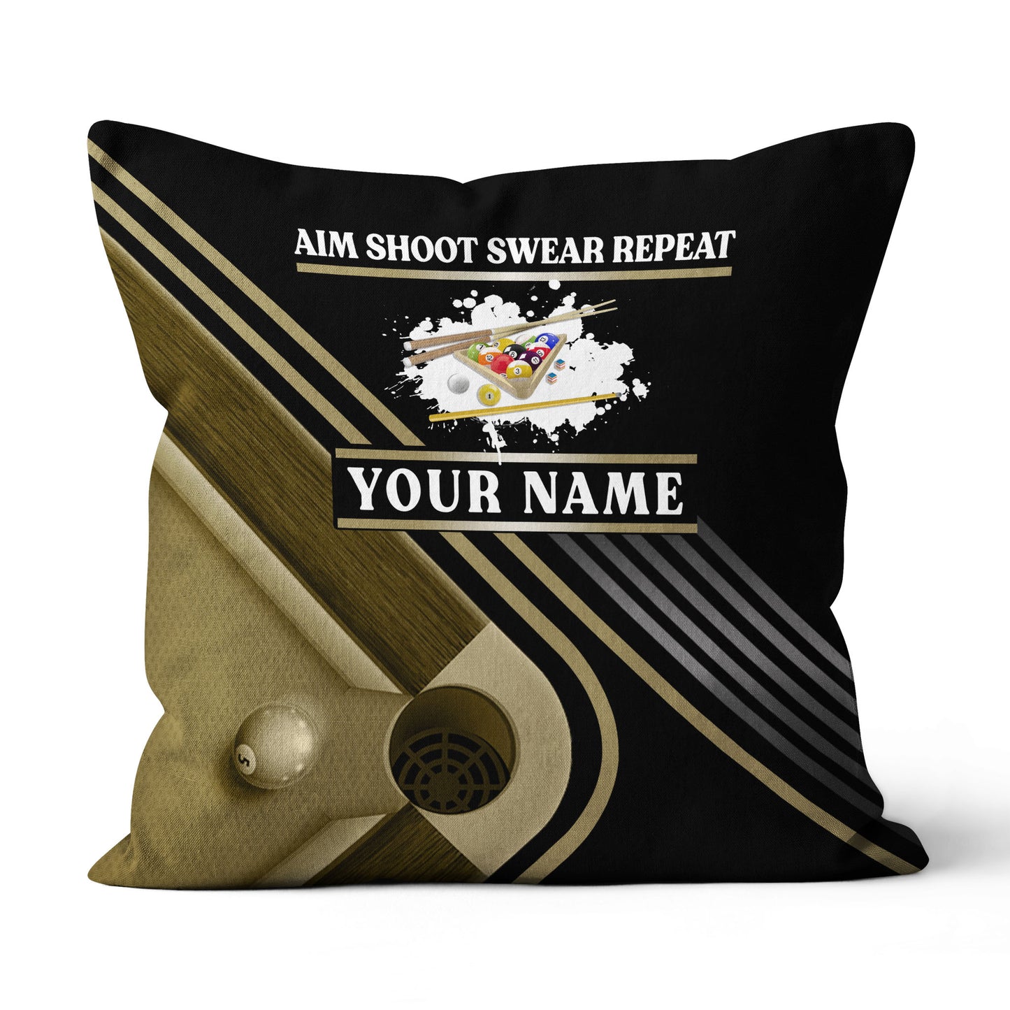 Billiard Aim Shoot Swear Repeat Pillow Custom Gifts For Billiard Players VHM0878