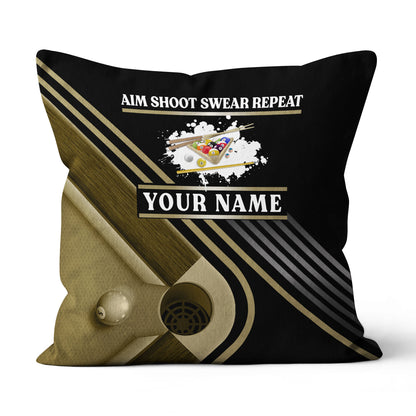 Billiard Aim Shoot Swear Repeat Pillow Custom Gifts For Billiard Players VHM0878