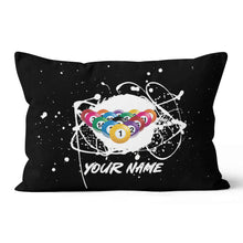 Load image into Gallery viewer, Custom Grunge Billiard Balls Black Pillow, Personalized Pillows Billiard TDM0791