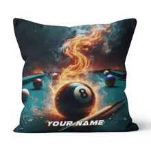 Load image into Gallery viewer, Personalized Fire 8 Ball Billiard 3D Pillow Custom Throw Pillow Billiard VHM0893