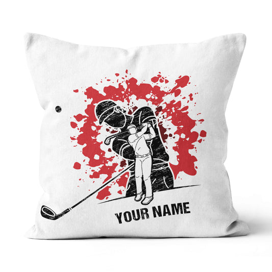 Cartoon Golfer Silhouette Custom Name Pillow Personalized Golfer Gifts LDT1115