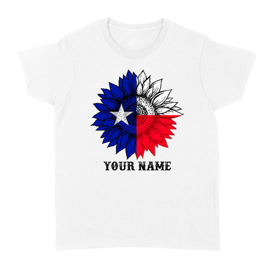 Texas flag sunflower customized name patriot Texas state flag Women's T-shirt D03 NQS2495
