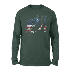 US Bass Fishing American Flag Custom name Long Sleeve D02 NQS1248