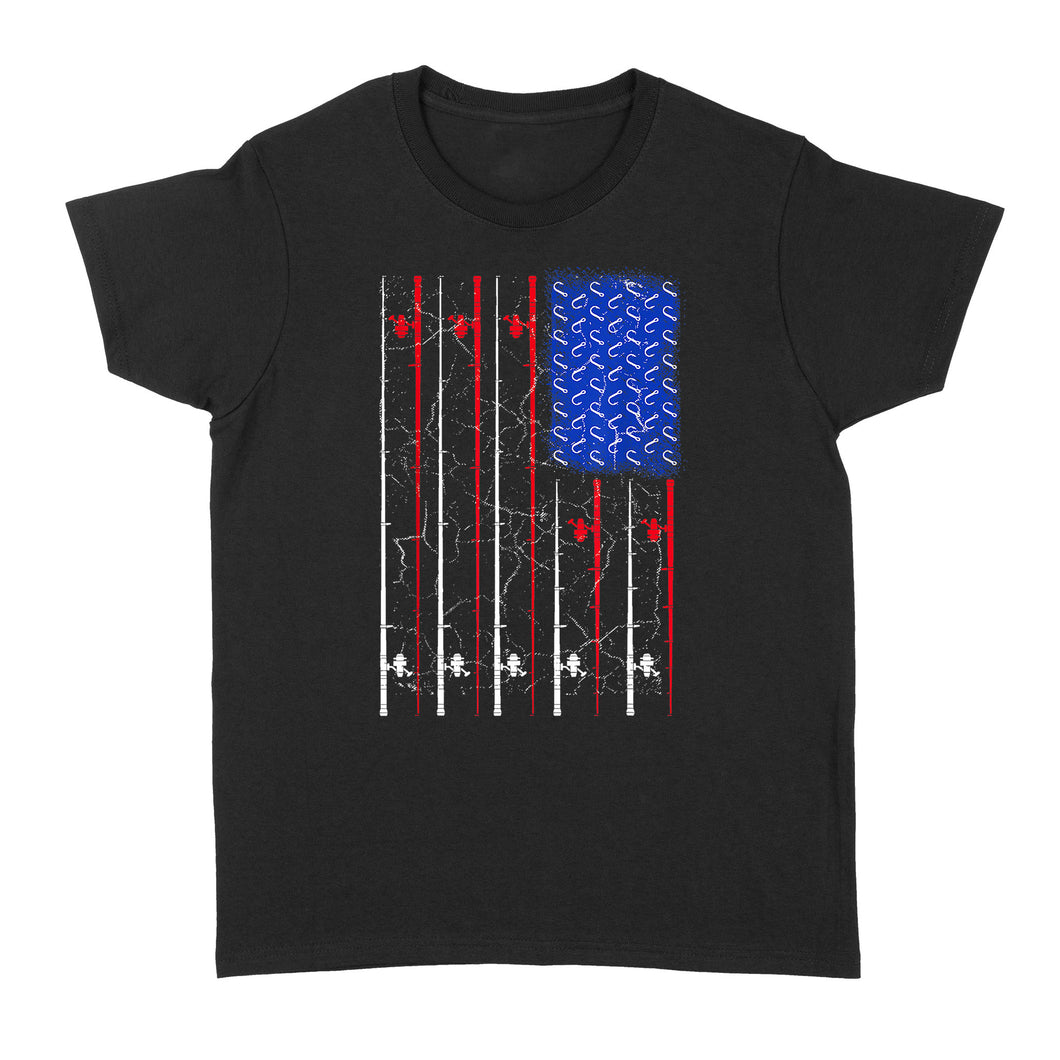 American US Flag Fishing Rod Shirt, Fisherman Gift D06 NQSD302 - Standard Women's T-shirt