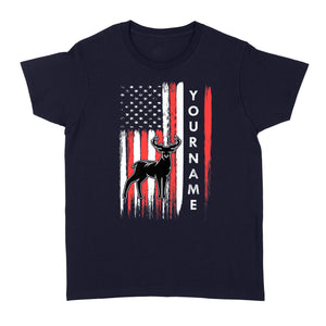 American flag deer hunting custom name shirt, personalized deer hunting apparel Women's T-shirt- NQS1206
