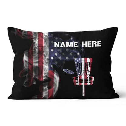 Smoky American Flag Patriotic Disc Golf Pillow Customized Disc Golf Gift LDT1180
