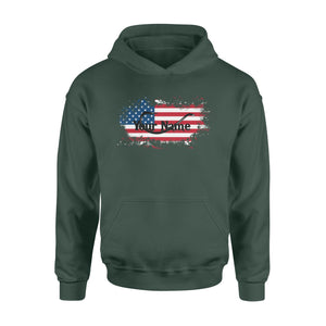 Custom name American Flag Fish Hook fishing Hoodie, personalized fishing apparel gift for Fishing lovers- NQS1198