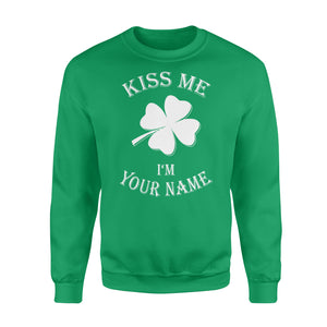 Kiss me I'm Irish Customize Irish Shamrock St. Patrick's Day Glitter Green Lucky Charm - Standard Fleece Sweatshirt