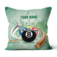 Load image into Gallery viewer, Personalized Green Billiard Balls Pillow, Funny Billiard Throw Pillows TDM0807