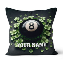 Load image into Gallery viewer, Funny 8 Ball Pool And Clovers Black Pillows Custom Name Billiard Pillows TDM0818