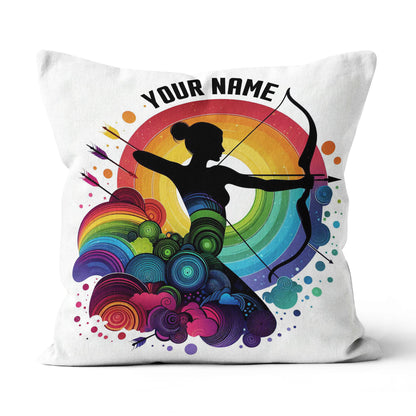 Multicolor Funny Women Player Archery Custom Name Archery White Pillows TDM0826