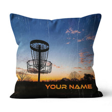 Load image into Gallery viewer, Sunset Disc Golf Basket Custom Name Pillow Personalized Disc Golf Gifts LDT1109