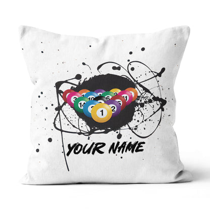 Custom Grunge Billiard Balls White Pillow, Personalized Pillows Billiard TDM0790