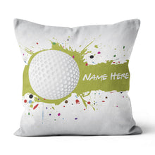 Load image into Gallery viewer, Green Splash Golf Ball Custom Throw Pillow Personalized Golfing Gifts LDT1201