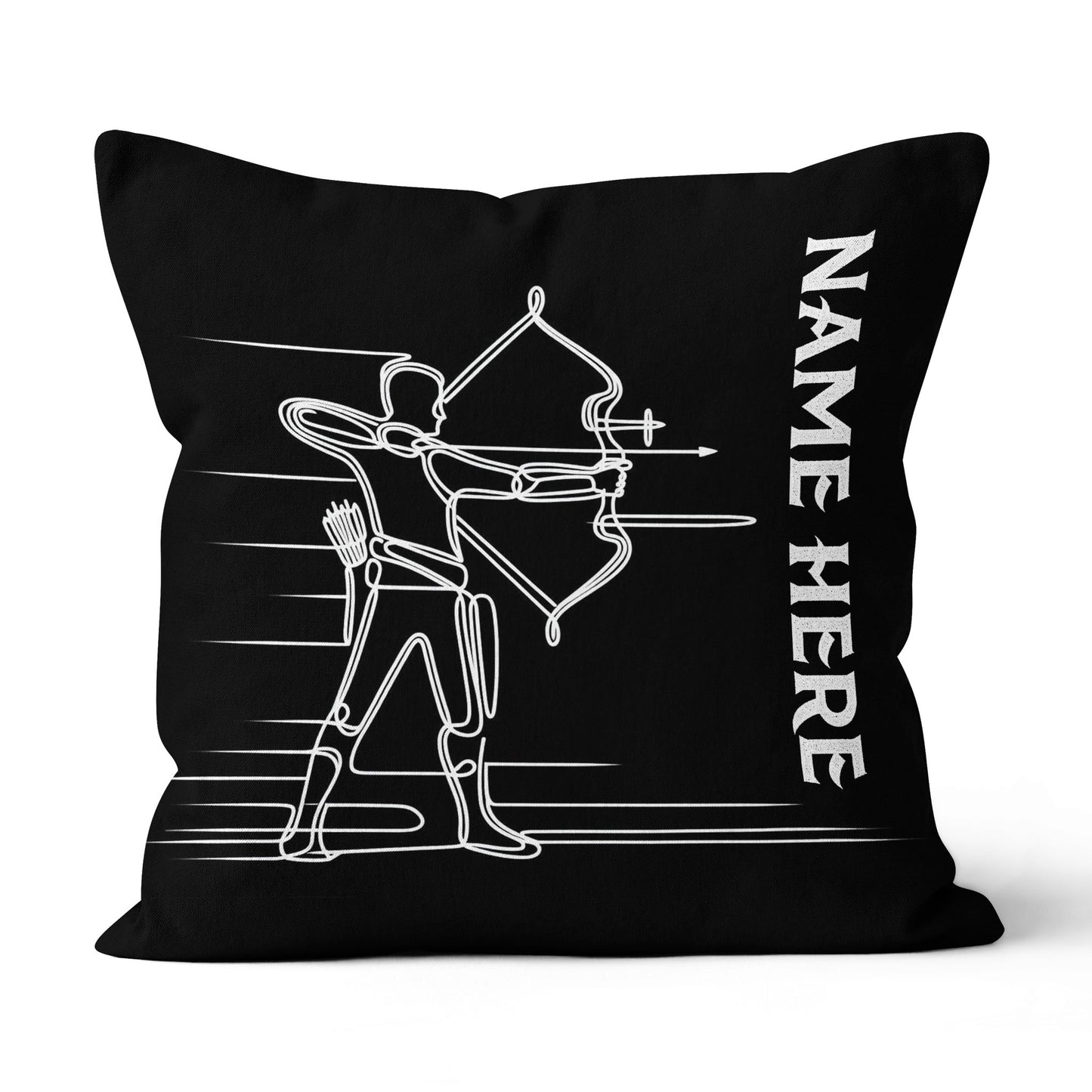 Personalized Men Archer Line Drawing Black Pillow, Archery Pillow Gifts TDM0858