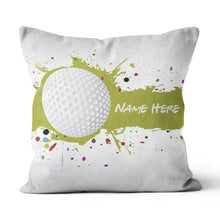 Load image into Gallery viewer, Green Splash Golf Ball Custom Throw Pillow Personalized Golfing Gifts LDT1201