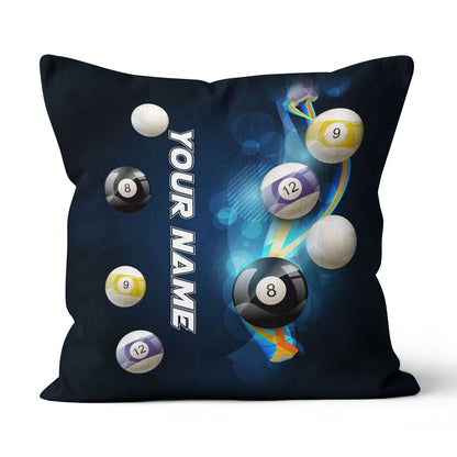 Personalized 3D Billiard Balls On Blue Glowing Pillow Best Custom Pillow TDM0759