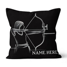 Load image into Gallery viewer, Customized Women Archer Line Drawing Black Pillow, Archery Pillow Gifts TDM0855