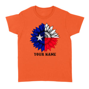 Texas flag sunflower customized name patriot Texas state flag Women's T-shirt D03 NQS2495