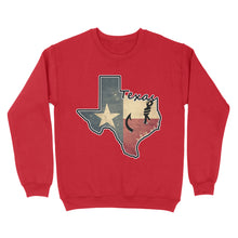 Load image into Gallery viewer, Texas fishing sweatshirt with Texas flag for fisherman Texas fishing forum A234