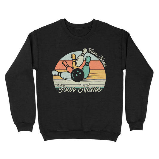Custom Bowling Retro Shirt, Personalized Bowling Name Crew Neck Sweatshirt