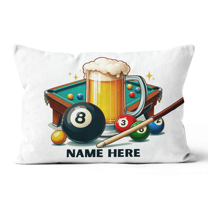 Funny Billiard And Beer Personalized White Pillow, Billiard Cute Pillows TDM0842