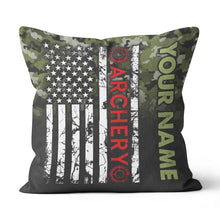 Load image into Gallery viewer, Personalized Green Camouflage US Flag Archery Pillows Best Archery Gifts VHM0849