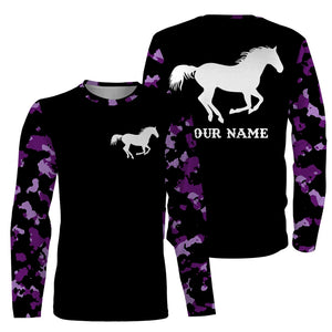 Love Horse purple camo Custom All over print Shirts, personalized horse gifts for girls - NQS2687