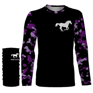 Love Horse purple camo Custom All over print Shirts, personalized horse gifts for girls - NQS2687