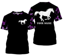 Load image into Gallery viewer, Love Horse purple camo Custom All over print Shirts, personalized horse gifts for girls - NQS2687