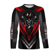 Load image into Gallery viewer, Skull Biker Riding Shirt Personalized Jersey, Motorcycle All Over Print Shirt Off-Road Racing| NMS172