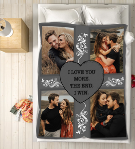 I love you more personalized photo Fleece Blanket