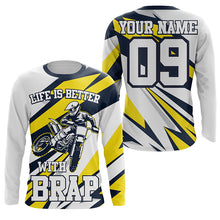 Load image into Gallery viewer, Life Is Better with Brap Personalized Motocross Jersey UPF30+ Kid Adult Dirt Bike MX Racing Shirt NMS1137