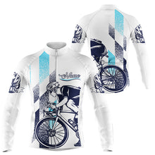 Load image into Gallery viewer, White cycling jersey men Custom bike shirt with back pockets UPF50+ full zip road cycle gear| SLC185