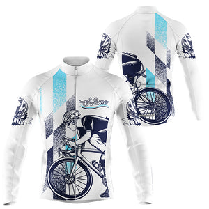 White cycling jersey men Custom bike shirt with back pockets UPF50+ full zip road cycle gear| SLC185