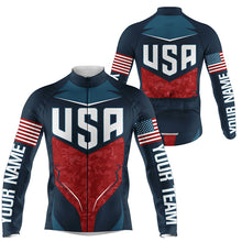 Load image into Gallery viewer, USA Cycling jersey Men with 3 back pockets UPF50+ American bike shirt Custom full zip bicycle tops| SLC199