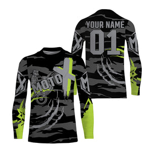 Custom green dirt bike jersey men women kids UPF30+ extreme motocross racing motorcycle off-road PDT221